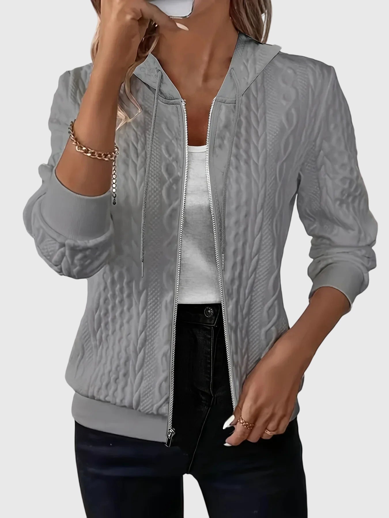 Lena™ - Mikina má kapuci na zip