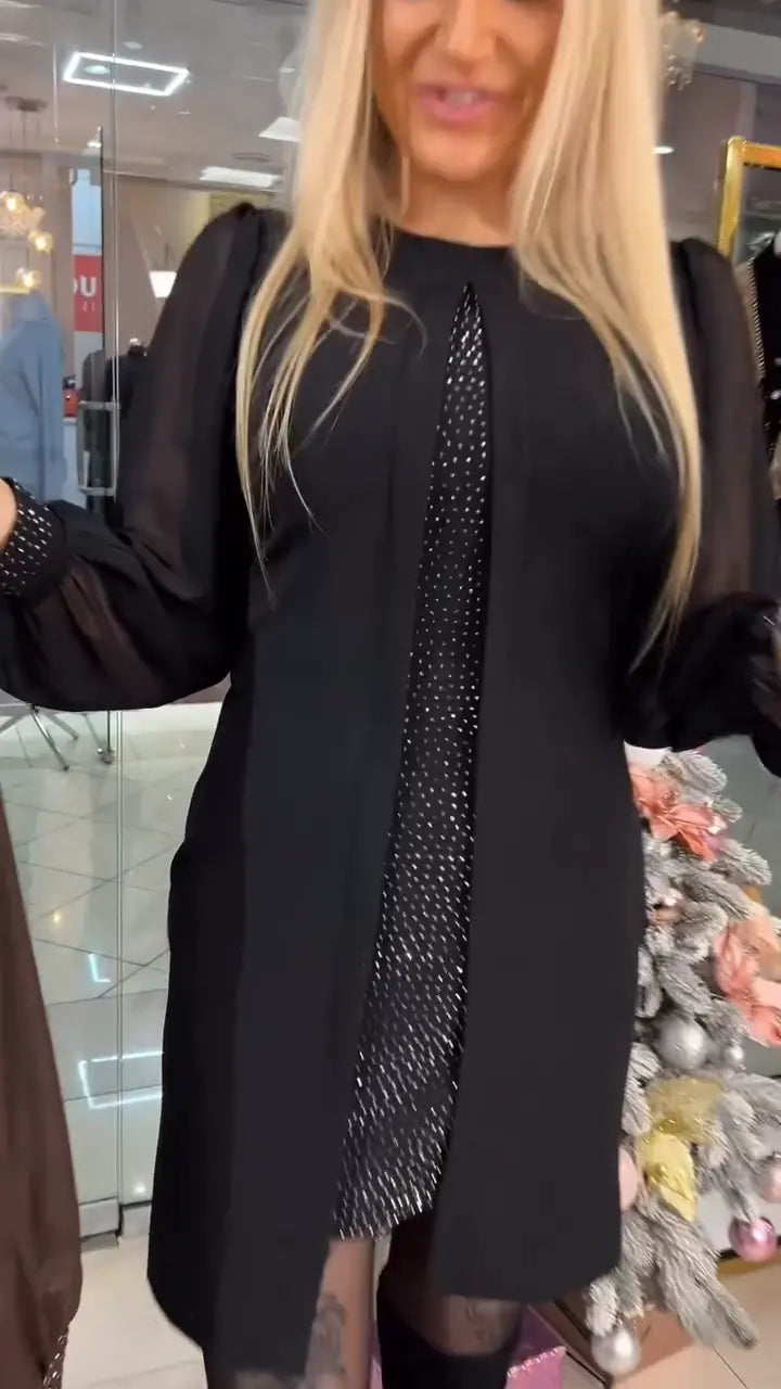 Angelina | [S-5XL] Dlouhá podzimní/zimní šaty s výřezem