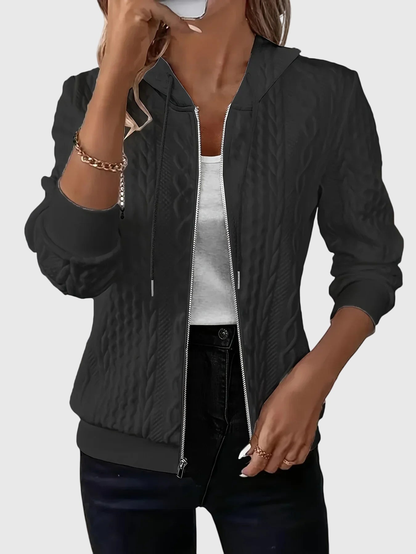 Lena™ - Mikina má kapuci na zip