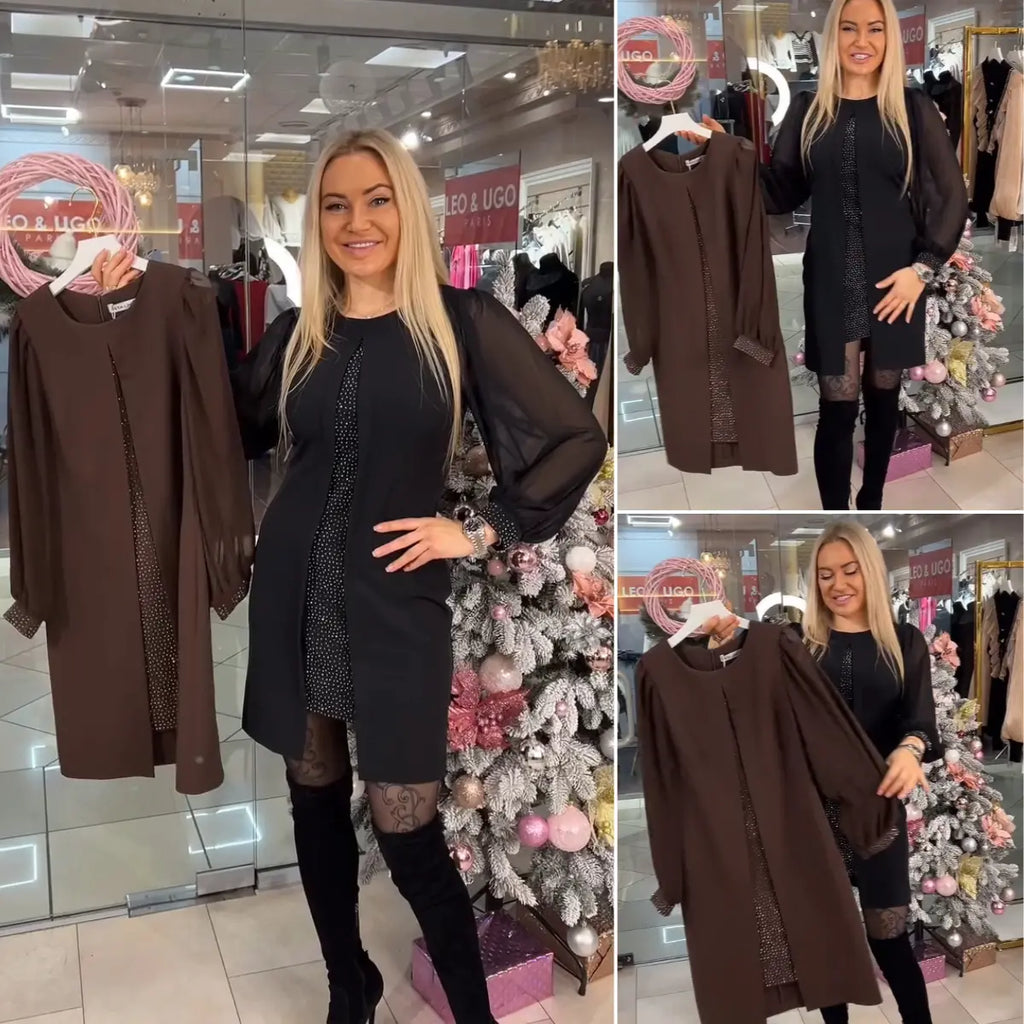 Angelina | [S-5XL] Dlouhá podzimní/zimní šaty s výřezem