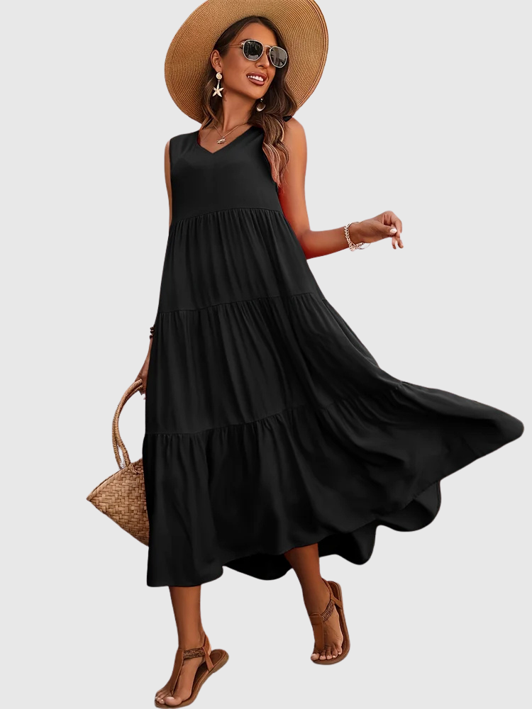 FIALKA | Dlouhé Rozšířené Šaty s Absolutním Pohodlím a Letním Stylem 