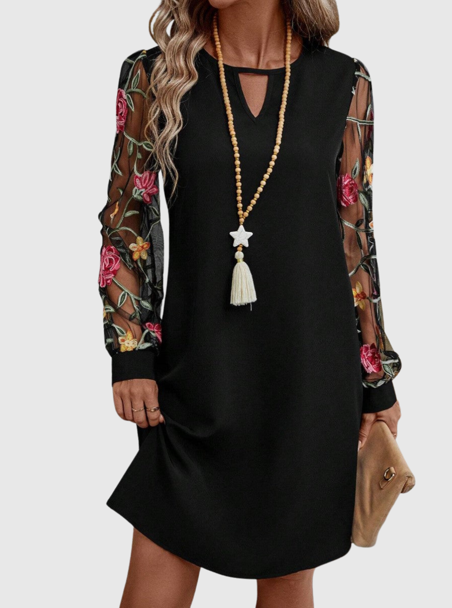 Jolanta | Elegantní šaty s výstřihem do a výraznými rukávy 