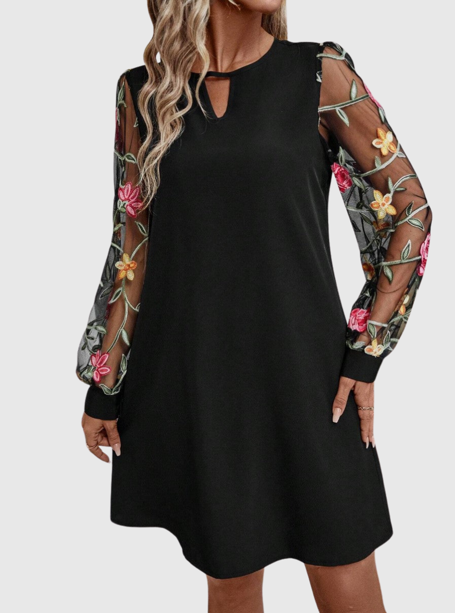 Jolanta | Elegantní šaty s výstřihem do a výraznými rukávy 
