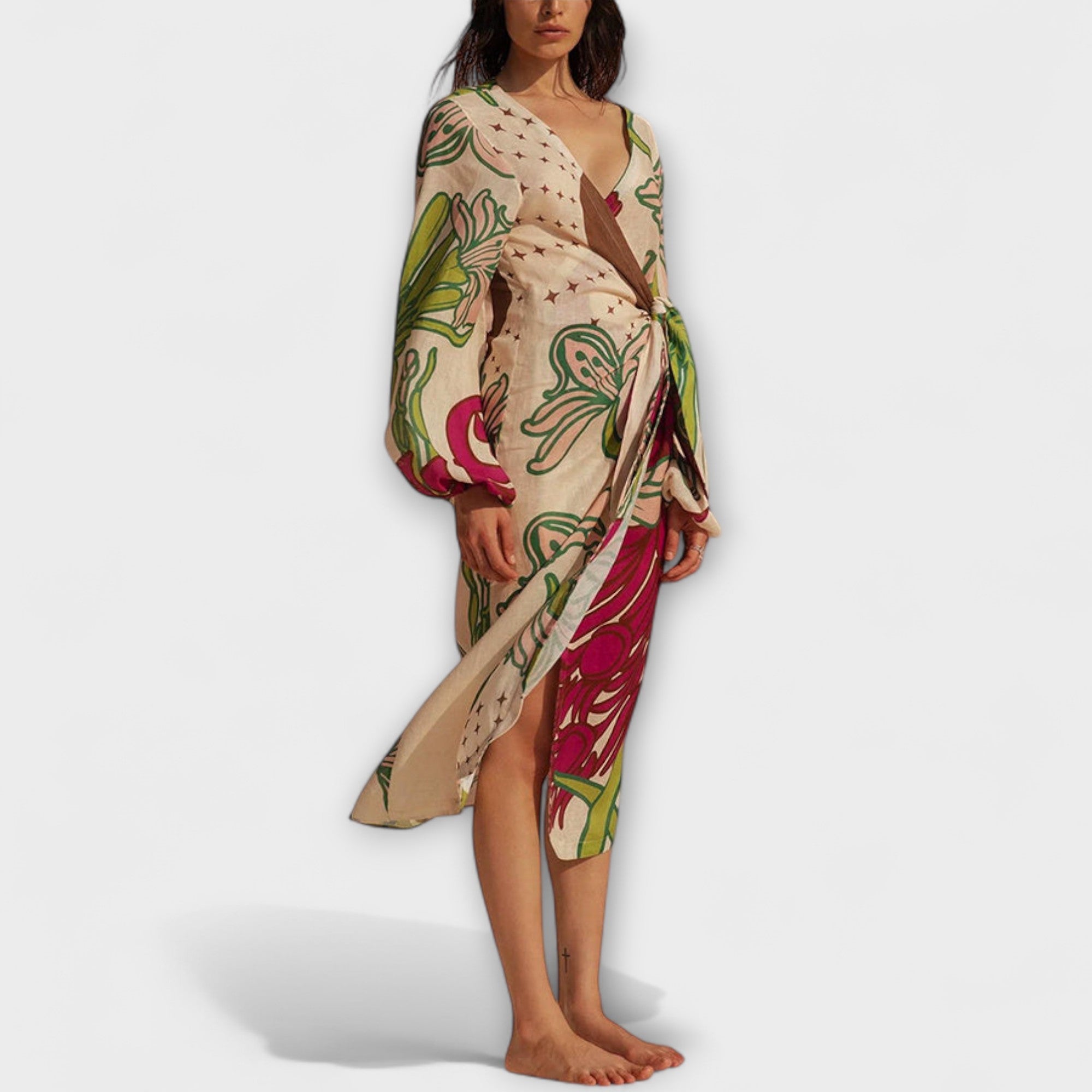 Iveta | Dovolená maxi tunika se zavazováním v pase