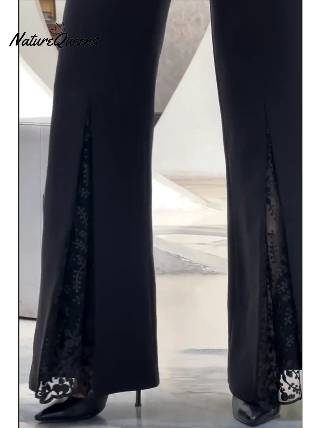 Elegantní dává kalhoty s krajkou 