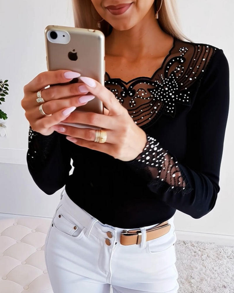 Dámský top ze síťoviny Diamond Slim Fit